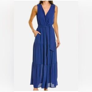 J. Mclaughlin Lavinia Tiered V-Neck Belted Maxi Dress Size 2